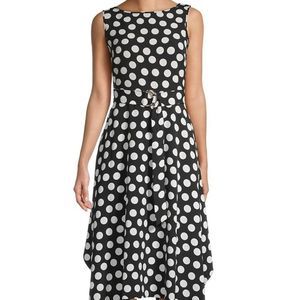 NWT- Karl Lagerfeld Paris Black/White Polka Dot Handkerchief Dress Size 16